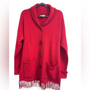 Chico's vintage 90  Cardigan red lambwool.